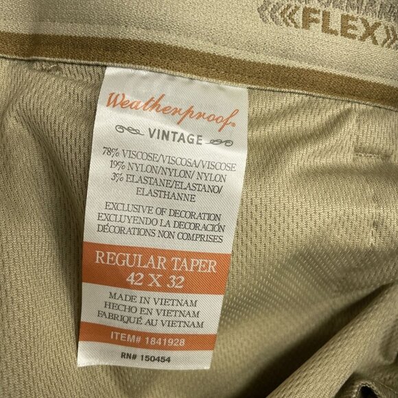 NEW Weatherproof Vintage Men's 42X32 Hybrid Tech Pant Khaki Stretch - Picture 6 of 8